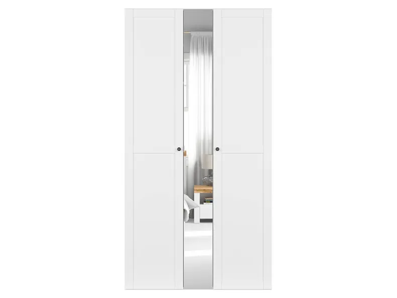 BRW тридверна шафа Flex 125 см з дзеркалом біла, білий/дзеркальний SZAFA_ZESTAW_36-BI/BI/SZ фото №2
