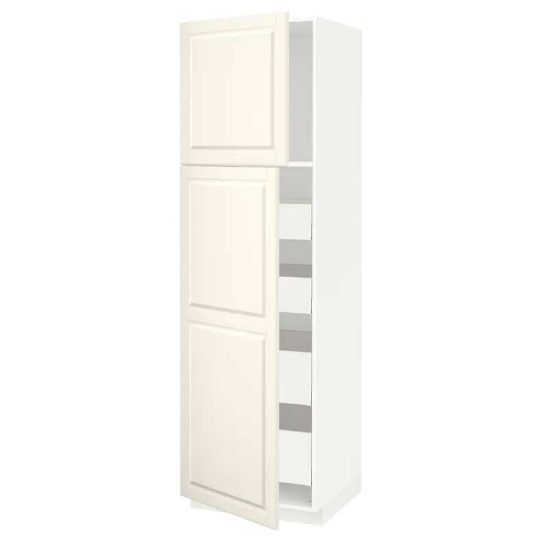IKEA METOD МЕТОД / MAXIMERA МАКСІМЕРА, висока шафа, 2 дверцят / 4 шухляди, білий / БУДБІН кремово-білий, 60x60x200 см 994.573.35 фото №1