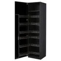 IKEA METOD МЕТОД, высокий шкаф с выдвижным модулем, черный / Лерхиттан с черными пятнами, 60x60x220 см 894.721.38 фото thumb №1