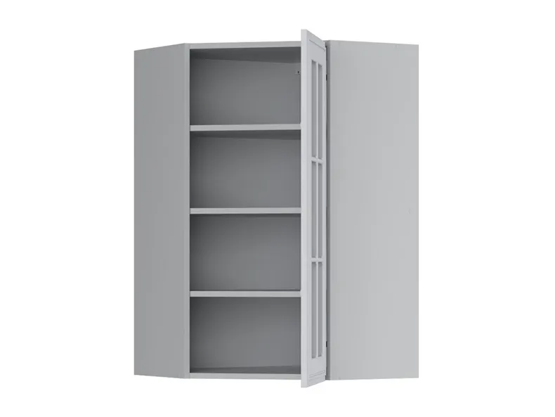 BRW Верхний кухонный шкаф Верди 60 см правый угол с дисплеем светло-серый матовый, греноловый серый/светло-серый матовый FL_GNWU_60/95_PV-SZG/JSZM фото №3
