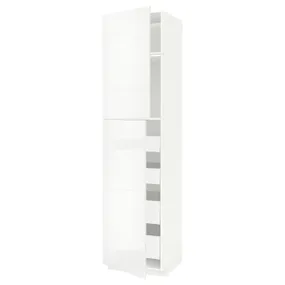 IKEA METOD МЕТОД / MAXIMERA МАКСІМЕРА, висока шафа, 2 дверцят / 4 шухляди, білий / РІНГХУЛЬТ білий, 60x60x240 см 894.674.91 фото