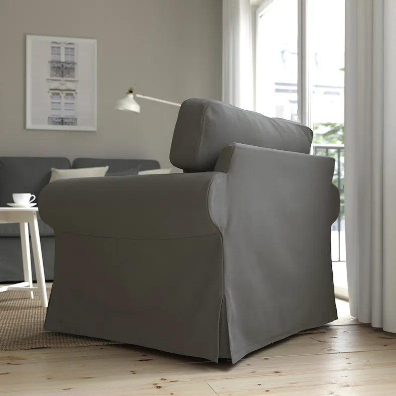 IKEA EKTORP ЕКТОРП, крісло, ХАКЕБУ темно-сірий 095.521.05 фото №2