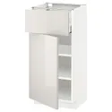IKEA METOD МЕТОД / MAXIMERA МАКСИМЕРА, напольный шкаф с ящиком / дверцей, белый / светло-серый, 40x37 см 494.578.80 фото thumb №1