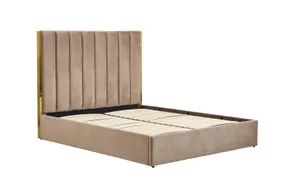 Кровать двуспальная HALMAR PALAZZO 160x200 см, бежевый / золотой фото