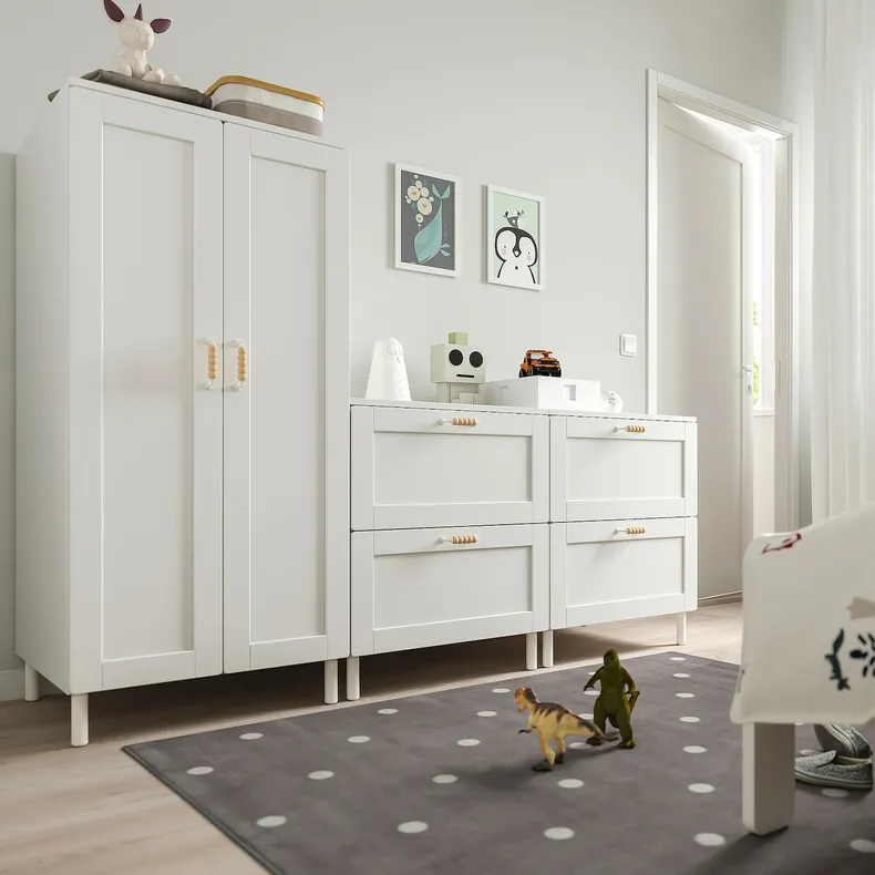 IKEA SMÅSTAD СМОСТАД / PLATSA ПЛАТСА, гардероб, білий з каркасом / з 2 комодами, 180x57x133 см 894.850.32 фото №2