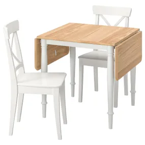 IKEA DANDERYD ДАНДЕРЮД / INGOLF ІНГОЛЬФ, стіл+2 стільці, дуб okl білий / білий, 74 / 134x80 см 094.783.99 фото