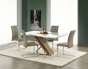 Кухонный стол HALMAR NEXUS 160х90 см экстра белый / дуб сонома фото