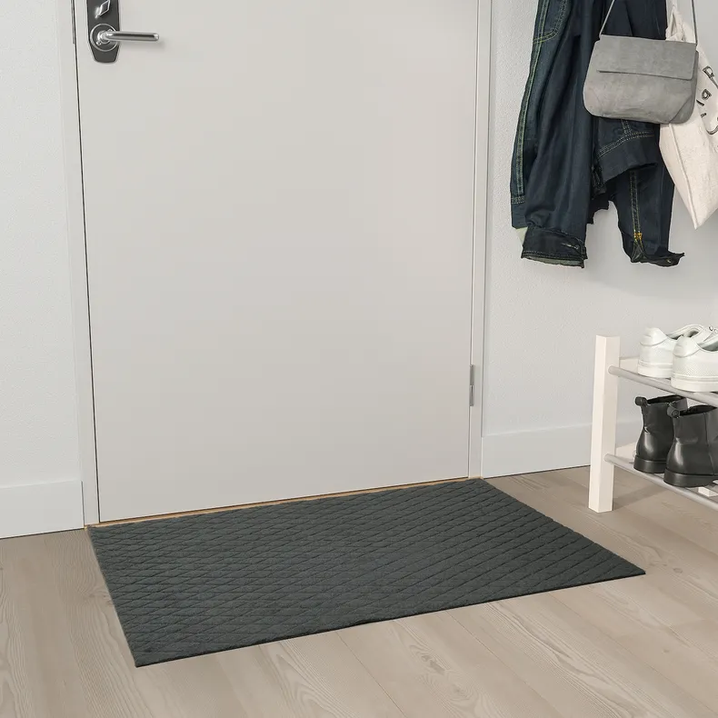 IKEA ÖSTERILD ЕСТЕРІЛЬД, килимок під двері, для приміщення, темно-сірий, 60x90 см 304.952.07 фото №3