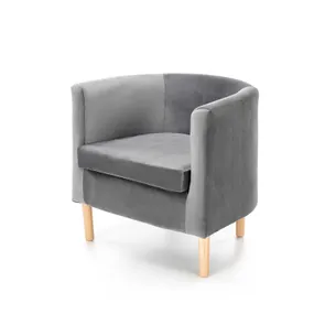 Крісло м'яке HALMAR CLUBBY 2 сірий/натуральний фото