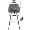 Барный стул бархатный MEBEL ELITE SALEM Velvet, серый / черный фото thumb №11