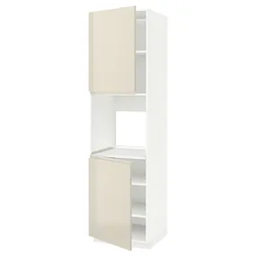 IKEA METOD МЕТОД, висока шафа для дух, 2 дверцят / пол, білий / Voxtorp високий глянець світло-бежевий, 60x60x220 см 194.551.61 фото
