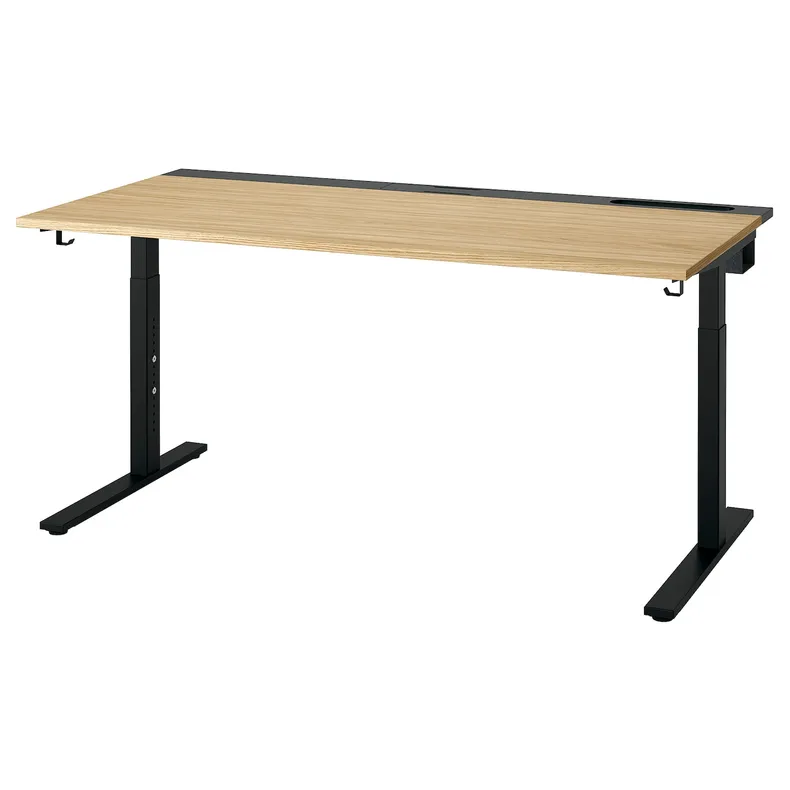 IKEA MITTZON МІТТЗОН, письмовий стіл, okl дуб/чорний, 160x80 см 595.291.22 фото №1