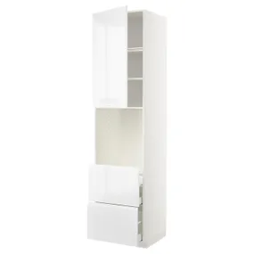 IKEA METOD МЕТОД / MAXIMERA МАКСІМЕРА, висока шафа для духовки+дверц / 2шухл, білий / ВОКСТОРП глянцевий / білий, 60x60x240 см 994.619.12 фото