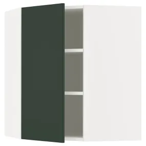 IKEA METOD МЕТОД, угловой навесной шкаф с полками, белый/Гавсторп темно-зеленый, 68x80 см 395.571.11 фото