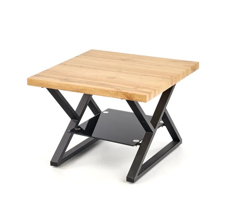 Журнальный столик деревянный HALMAR XENA, квадратный 60x60 см, черный/натуральный фото №1