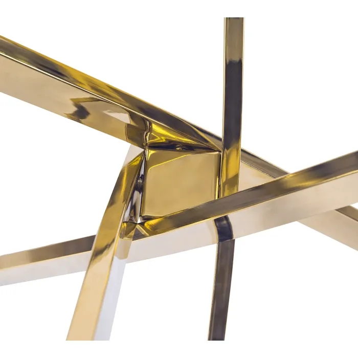 Стіл круглий скляний MEBEL ELITE SALLO, 110 см, прозорий / золотий фото №12