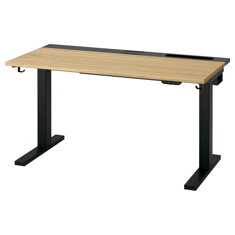IKEA MITTZON МІТТЗОН, стіл регульований, електричний okl дуб / чорний, 120x60 см 495.266.09 фото №2
