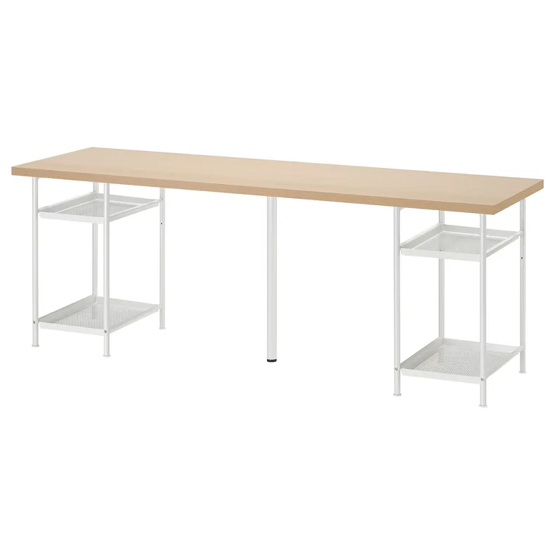 IKEA LAGKAPTEN ЛАГКАПТЕН / SPÄND СПЭНД, письменный стол, Дуб, окрашенный в белый/белый цвет, 200x60 см 095.685.40 фото №1