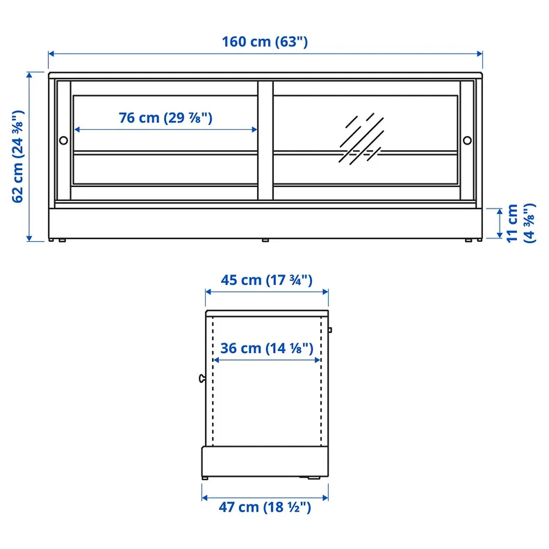 IKEA HAVSTA ХАВСТА, тумба под ТВ с цоколем, белый, 160x47x62 см фото №8