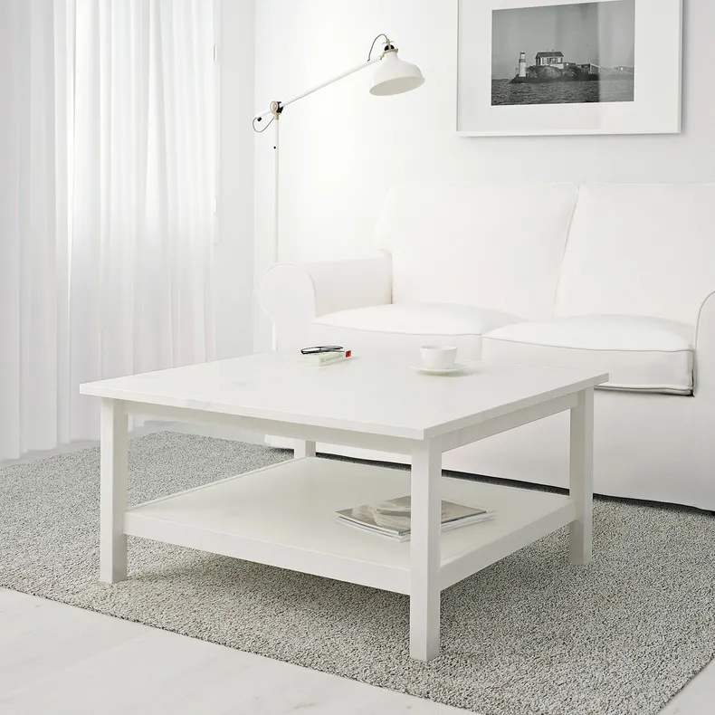 IKEA HEMNES ХЕМНЭС, журнальный стол, белая морилка, 90x90 см 101.762.87 фото №2