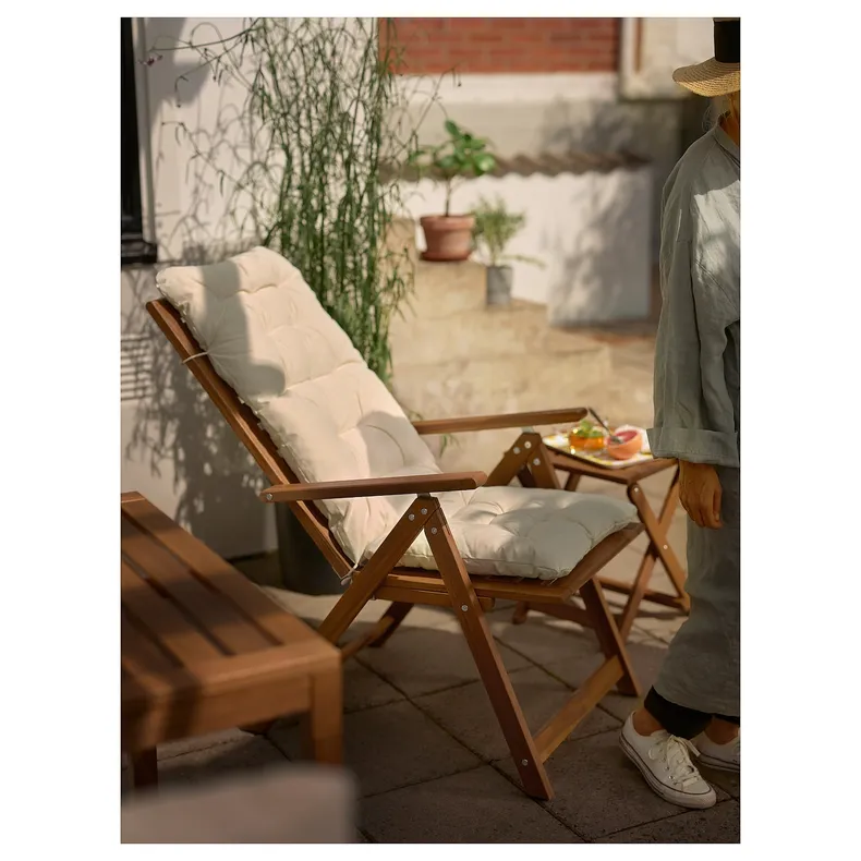 IKEA NÄMMARÖ НЭММАРЁ, садовое кресло / регулируемая спинка, складное светло-коричневое пятно 505.103.01 фото №2