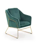 Кресло мягкое HALMAR SOFT 3 золотой каркас, темно-зеленый фото thumb №1