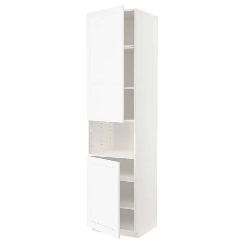 IKEA METOD МЕТОД, вис шафа д / мікрохв печі / 2 двер / пол, білий Енкопінг / білий імітація дерева, 60x60x240 см 794.735.48 фото №1