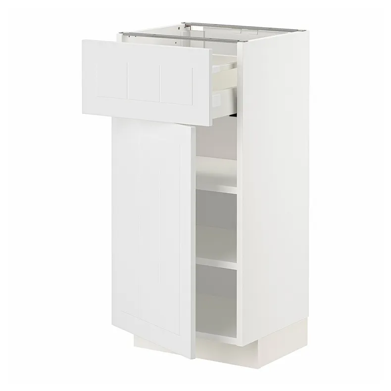 IKEA METOD МЕТОД / MAXIMERA МАКСИМЕРА, напольный шкаф с ящиком / дверцей, белый / Стенсунд белый, 40x37 см 194.597.48 фото №1