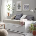 IKEA BRIMNES БРІМНЕС, кушетка, 2 шухляди/2 матраци, білий/ваннарейд твердий, 80x200 см 094.944.98 фото thumb №4