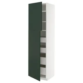 IKEA METOD МЕТОД / MAXIMERA МАКСИМЕРА, высокий шкаф/2дверцы/4ящика, белый/Гавсторп темно-зеленый, 60x60x220 см 695.568.36 фото