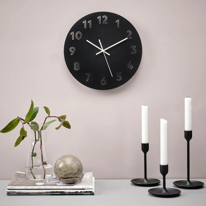 IKEA TUNNIS ТУННІС, настінний годинник, низьковольтний / чорний, 30 см 005.404.85 фото №2