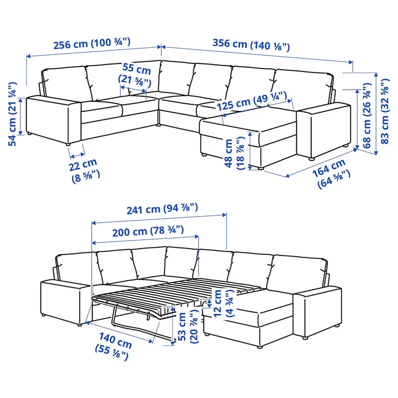 IKEA VIMLE ВИМЛЕ, углов 5-мест диван-кровать+козетка, с широкими подлокотниками/Lejde серо-черный 195.372.80 фото №4