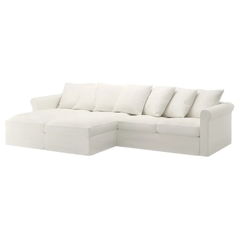 IKEA GRÖNLID ГРЁНЛИД, 4-местный диван с козетками, Инсерос белый 494.071.40 фото №1