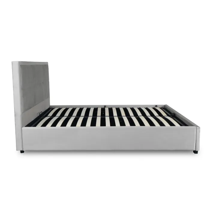 Кровать двуспальная бархатная MEBEL ELITE ANDRE Velvet, 160x200 см, светло-серый фото №11