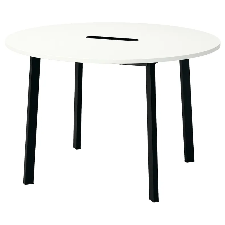 IKEA MITTZON МІТТЗОН, стіл для конференцій, круглий білий/чорний, 120x75 см 895.304.35 фото №1