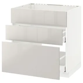 IKEA METOD МЕТОД / MAXIMERA МАКСИМЕРА, напольн шк п-мойку+3фрнт пнл / 2ящ, белый / светло-серый, 80x60 см 791.422.66 фото