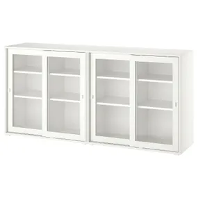 IKEA VIHALS ВИХАЛС, комбинация д / хранения+стекл дверц, белое / прозрачное стекло, 190x37x90 см 895.212.09 фото