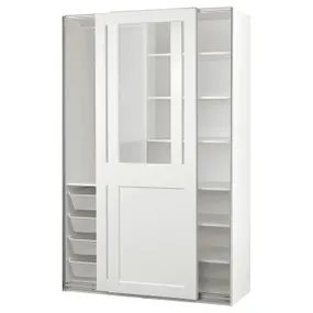 IKEA PAX ПАКС / GRIMO ГРІМО, гардероб, комбінація, білий/прозоре скло білий, 150x66x236 см 195.022.33 фото