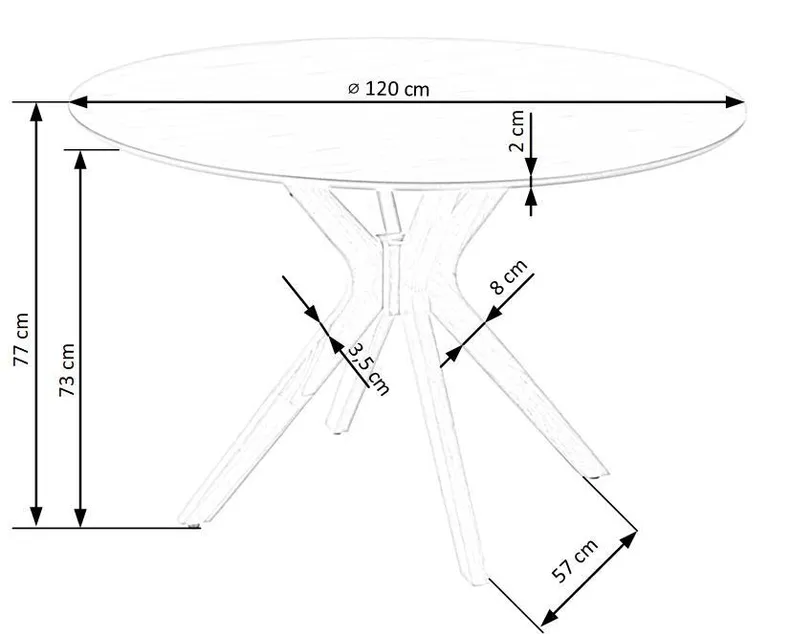 Круглий стіл HALMAR NICOLAS 120x120 см дуб натуральний фото №13