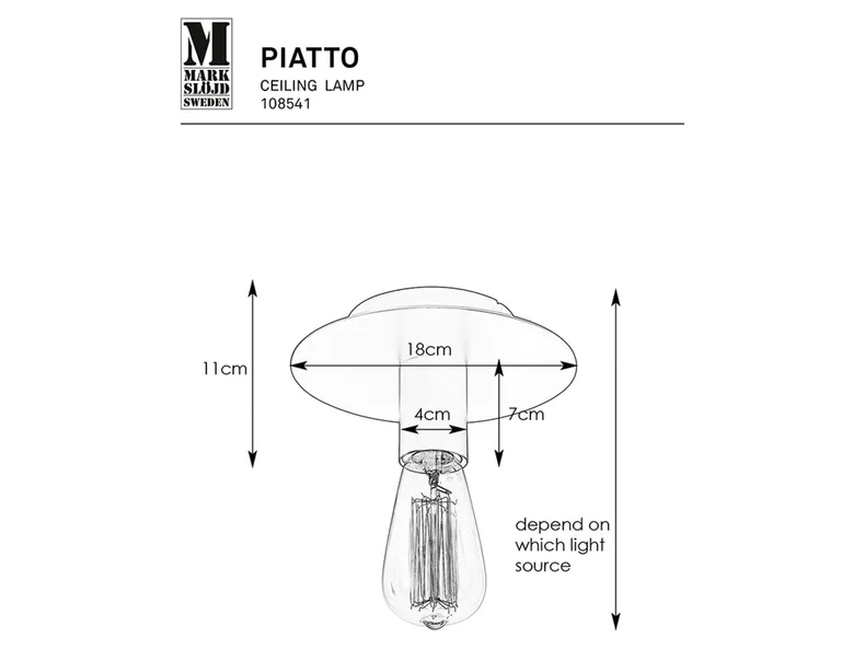 BRW Металевий стельовий світильник Piatto в золотому кольорі 089017 фото №3