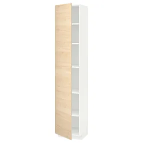 IKEA METOD МЕТОД, высокий шкаф с полками, белый / аскерсундский узор светлый ясень, 40x37x200 см 094.637.60 фото