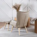 Крісло м'яке оксамитове з підставкою для ніг MEBEL ELITE LOZANO Velvet, Бежевий фото thumb №3