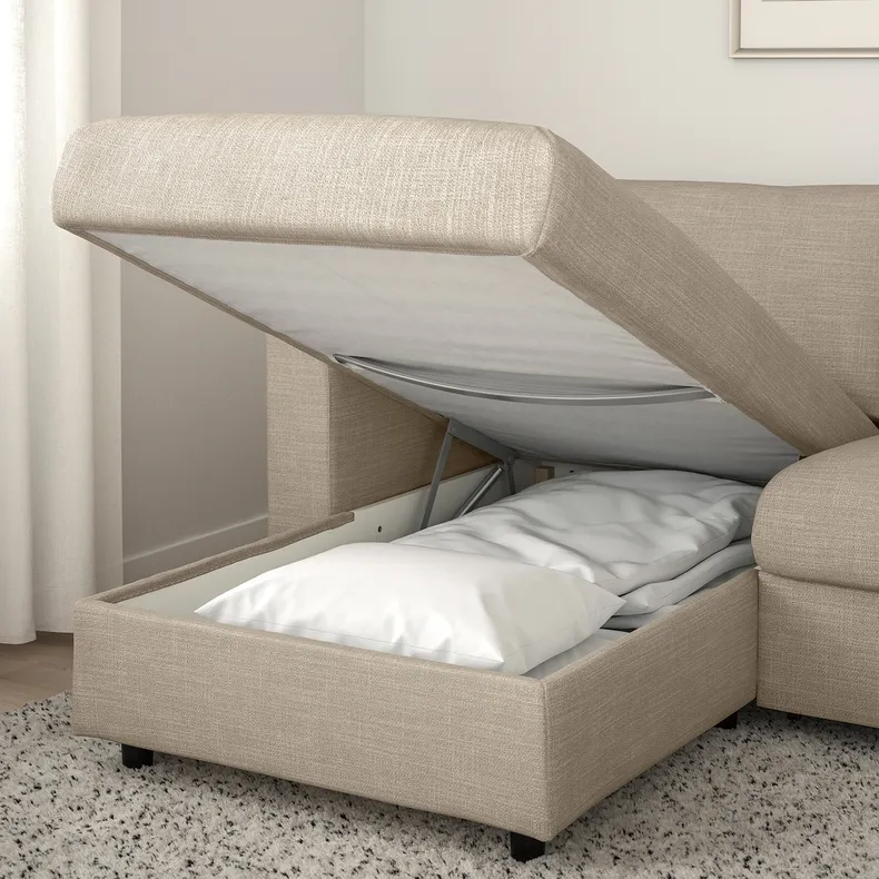 IKEA VIMLE ВІМЛЕ, 3-місний диван-ліжко, з шезлонгом / бежевий 095.369.74 фото №4