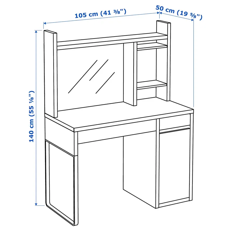 IKEA MICKE МИККЕ, письменный стол, белый, 105x50 см 099.030.14 фото №8