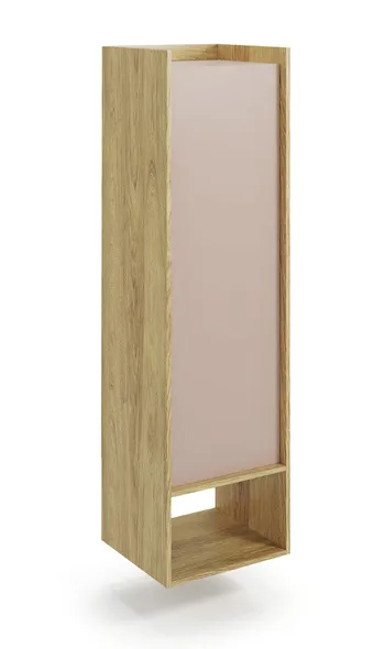 Книжный шкаф HALMAR MOBIUS 1D 50x41 см, корпус : натуральный гикори, фасады - античный розовый фото №1