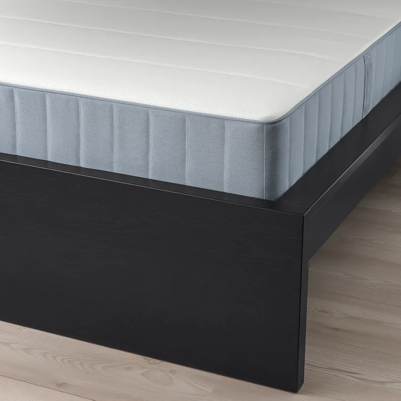 IKEA MALM МАЛЬМ, каркас кровати с матрасом, черный / коричневый / Вестерёй средней жесткости, 90x200 см 995.443.71 фото №2