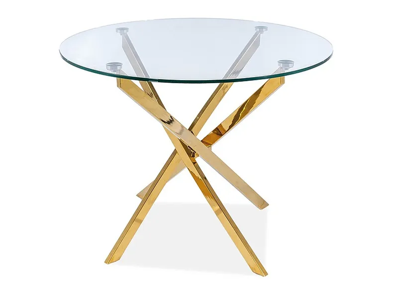 Круглый стеклянный Столик SIGNAL AGIS, прозрачный / золотой, 90x90 см фото №1