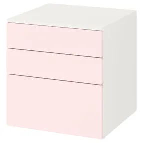 IKEA SMÅSTAD СМОСТАД / PLATSA ПЛАТСА, комод із 3 шухлядами, білий/блідо-рожевий, 60x57x63 см 593.875.61 фото