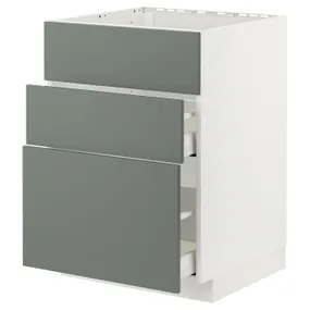 IKEA METOD МЕТОД / MAXIMERA МАКСИМЕРА, шкаф д / варочн панели / вытяжка / ящик, белый / бодарский серо-зеленый, 60x60 см 394.775.67 фото
