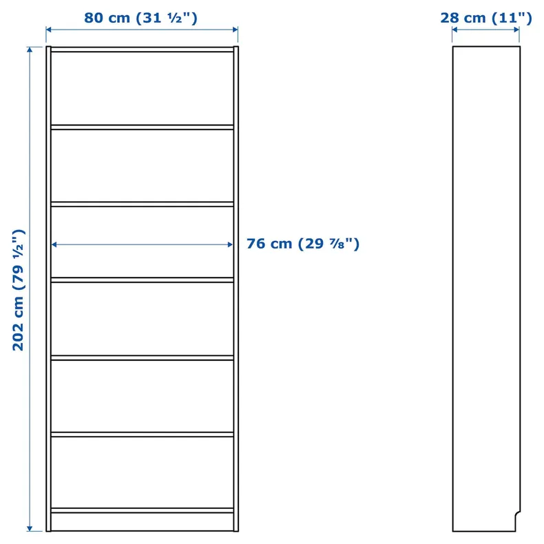 IKEA BILLY БИЛЛИ, стеллаж, белый, 80x28x202 см 002.638.50 фото №8